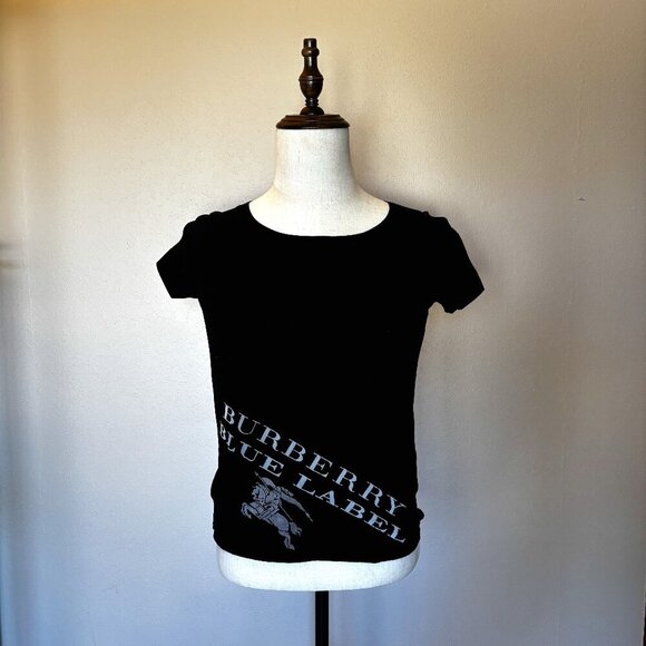 Burberry Blue Label Women’s Logo Tee Black Size 38 (US 4/6) - Picture 1 of 11